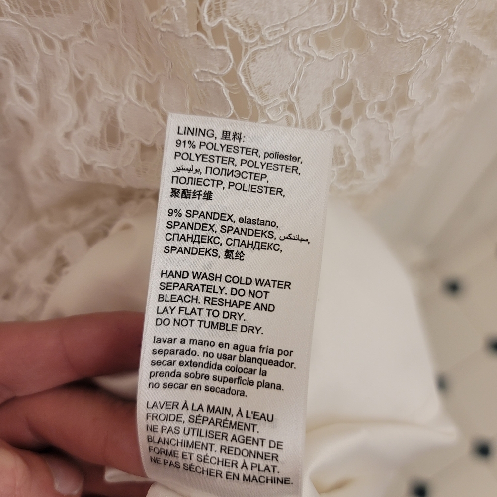 NWT BEBE JESSIE WHITE LACE MOCK NECK DRESS $139 SIZE 6 - Picture 11 of 15